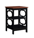 Convenience Concepts Omega End Table with Shelves, Cherry Top/Black