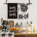 Artoid Mode Black Stripes Home Sweet Home Boho Halloween Kitchen Towels Dish Towels, 18X26 Inch Seasonal Decoration Hand Towels