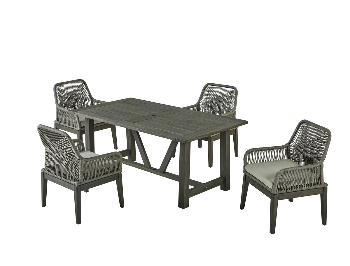 Best Quality Furniture D1004 Outdoor Dining Set, 1 Table + 4 Chairs, Gray