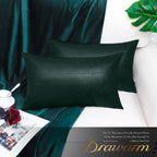 Brawarm Dark Green Leather Throw Pillows 12 X 20 Inches, Snake Leather Pillow Covers Pack Of 2, Faux Leather Decorative Lumbar P
