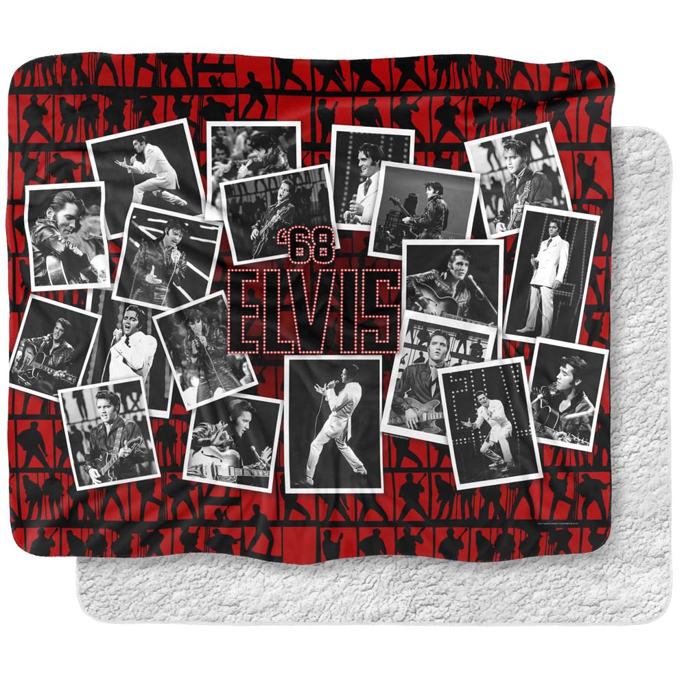 Elvis Presley Blanket, 50'X60', Comeback To 68 Silky Touch Sherpa Back Super Soft Throw Blanket