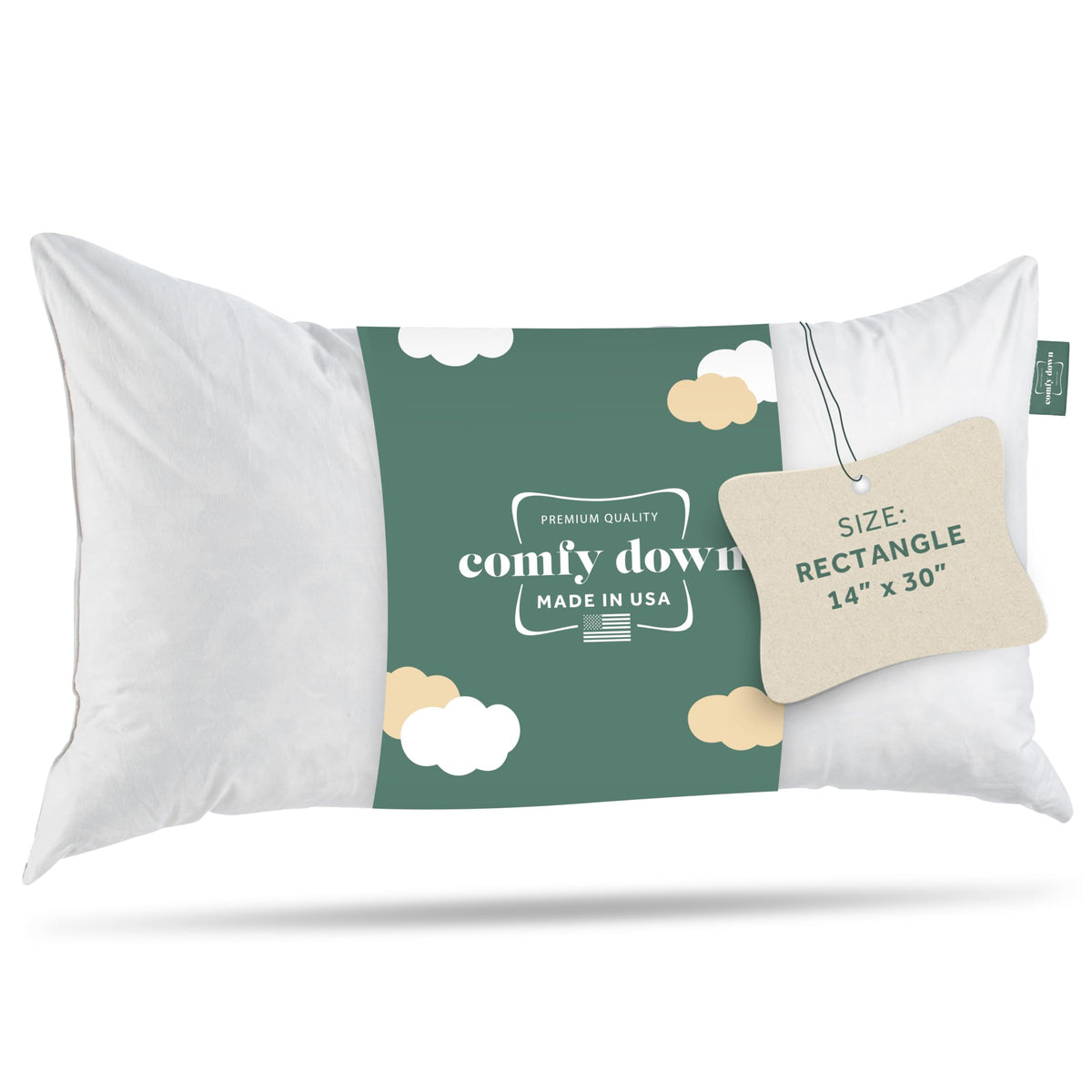 Comfydown Decorative Throw Pillow Insert, Down And Feather Fill, 100% Cotton Cover, 233 Thread Count - Made In Usa (14' X 30')