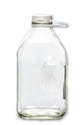 The Dairy Shoppe 2 Qt Heavy Glass Milk Bottle with Handle & Cap, 64 Oz, 1/2 Gal.