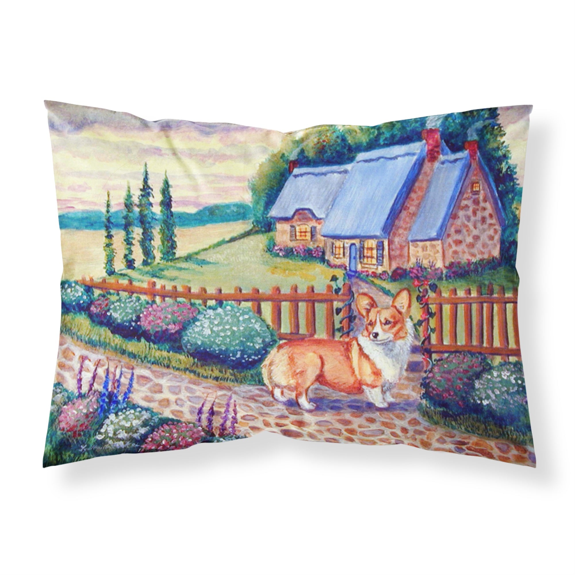 'Caroline'S Treasures 7168Pillowcase Pembroke Corgi At The Cottage Moisture Wicking Fabric, Polyester Envelop Closure Type Pill