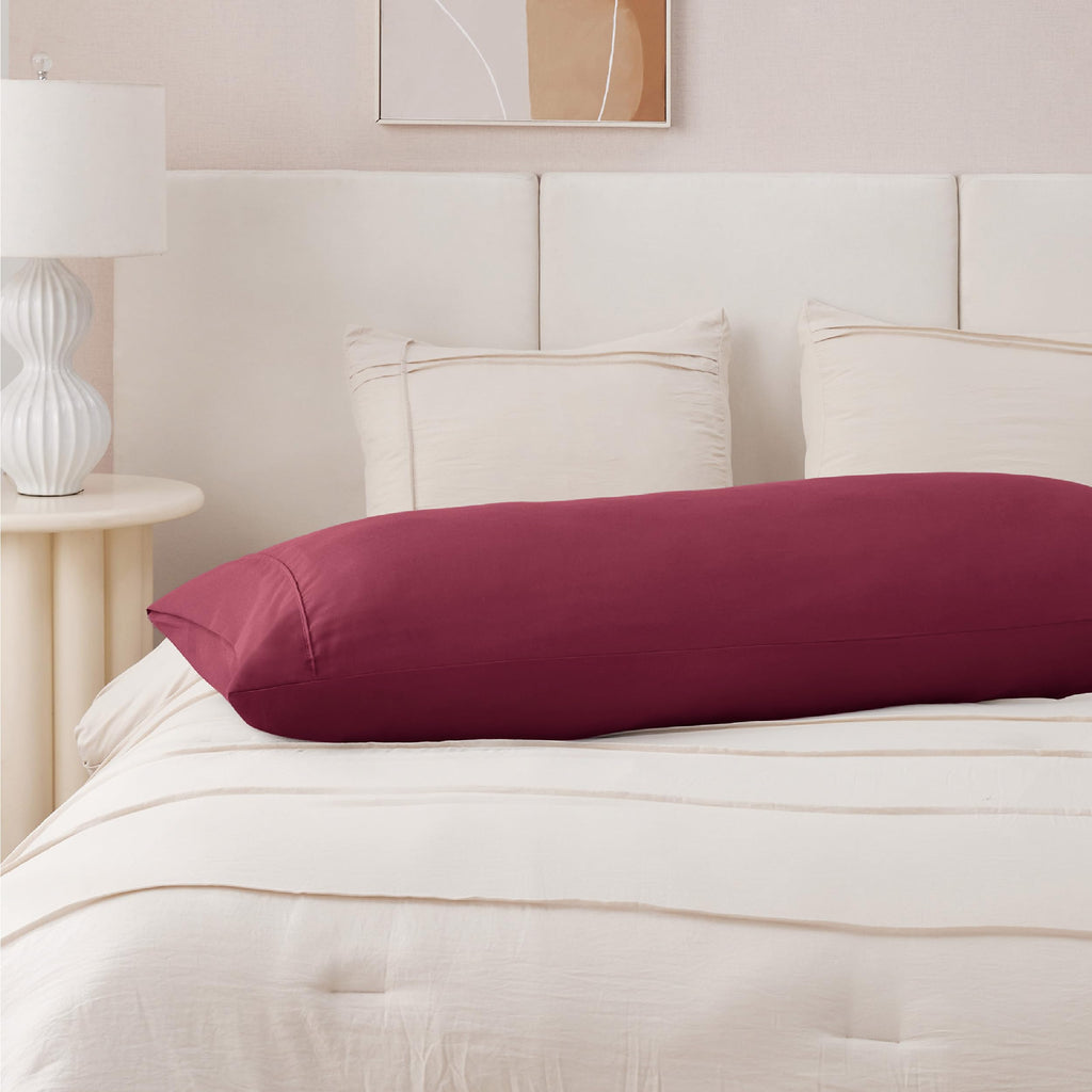 Bedsure Body Pillow Case Cover - Burgundy Polyester Microfiber Long Pillow Cases, Ultra Soft And Cozy Body Pillowcase With Envelope Closure, 1 Pack, 20X54 Inches
