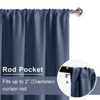Jiuzhen Blackout Curtains For Bedroom?Thermal Insulated,Noise Reducing Room Darkening Rod Pocket Curtains For Living Room, Set Of 2 Panels With Tiebacks, 42 X 63 Inch Long, Dusty Blue