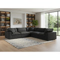 Black Linen Blend Modular L Shaped Five Piece Corner Sectional