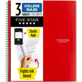 Five Star Spiral Notebook + Study App, 3 Subject, College Ruled Paper, Fights Ink Bleed, Water Resistant Cover, 8-1/2 x 11, 150 