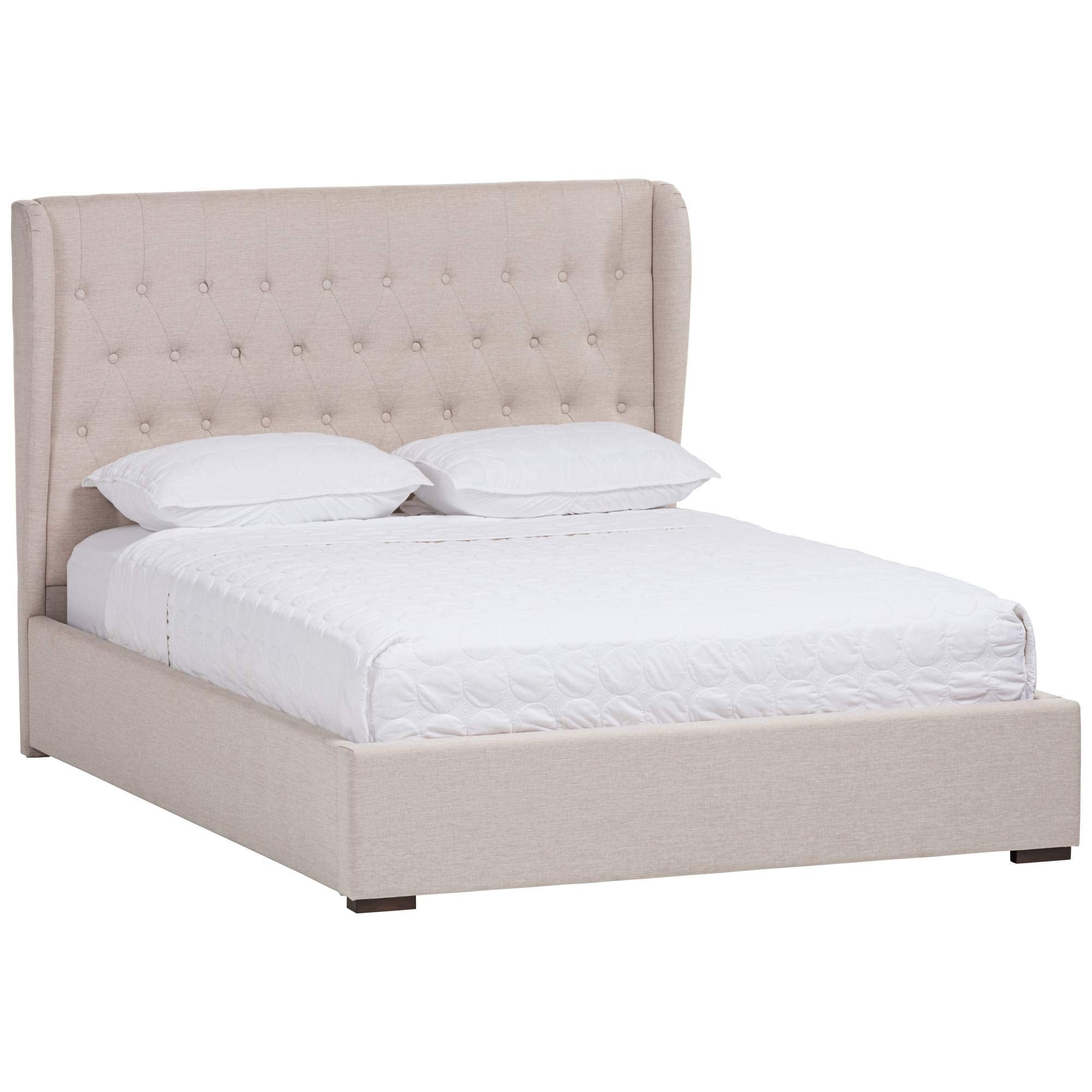 Baxton Studio Penelope Tufted Queen Storage Platform Bed in Beige