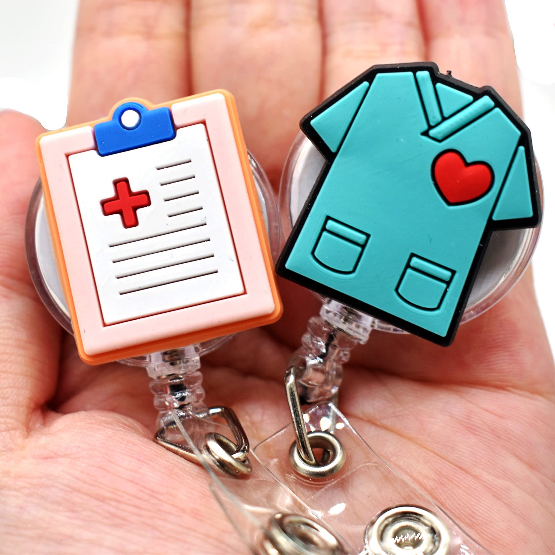 Yealque 10 Pack Nurse Badge Reel Holder Retractable Nursing Id Badge Reels Cute For Nurses Doctor Medical Health Hospital Office