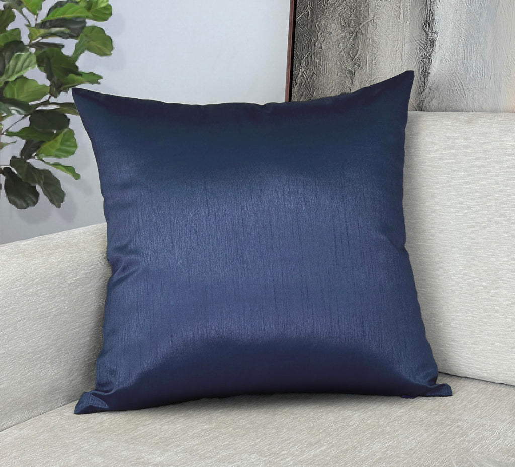 Aiking Home Collection Solid Faux Silk Euro Sham/Pillow Cover, Zipper Closure, 26 By 26 Inches, Navy
