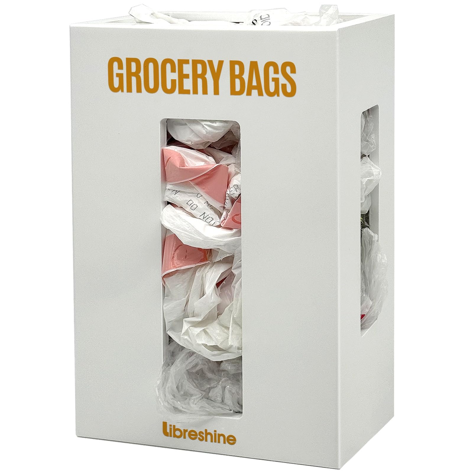 Libreshine Large Grocery Bag Organizer Under Sink, Plastic Bag Holders For Grocery Bags Cabinet, Bamboo Grocery Bag Holder Wall