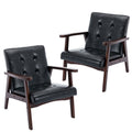 Bonzy Home Mid Century Modern Accent Chairs Set of 2 for Living Room, Upholstered Faux Leather Armchair Comfy Retro Bedroom Side