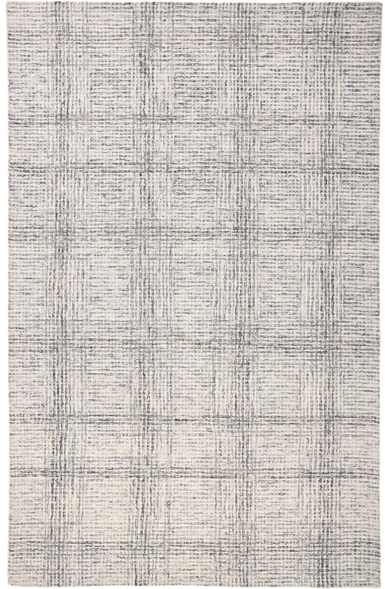 HomeRoots 512181 8 x 10 ft. Ivory & Gray Wool Plaid Hand Tufted Handmade Stain Resistant Rectangle Area Rug