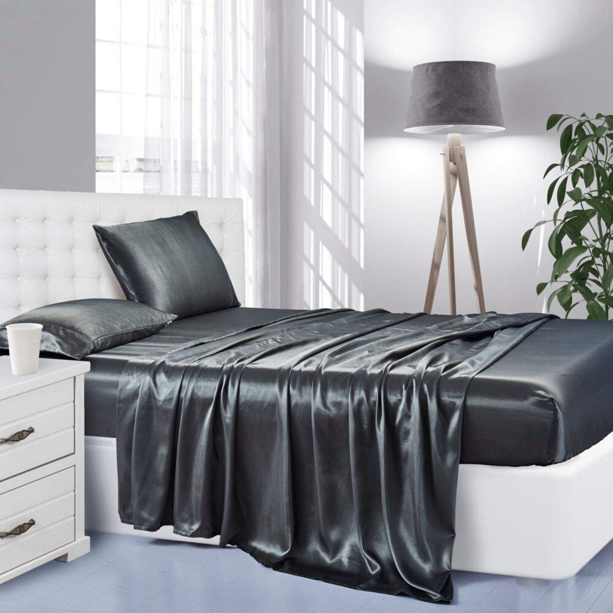 Lanest Housing Silk Satin Sheets, Queen Size Satin Bed Sheet Set With Deep Pockets, Cooling Soft And Hypoallergenic Satin Sheets