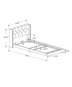 Monarch Specialties I Size/Grey Linen with Chrome Trim Twin Bed, Double,