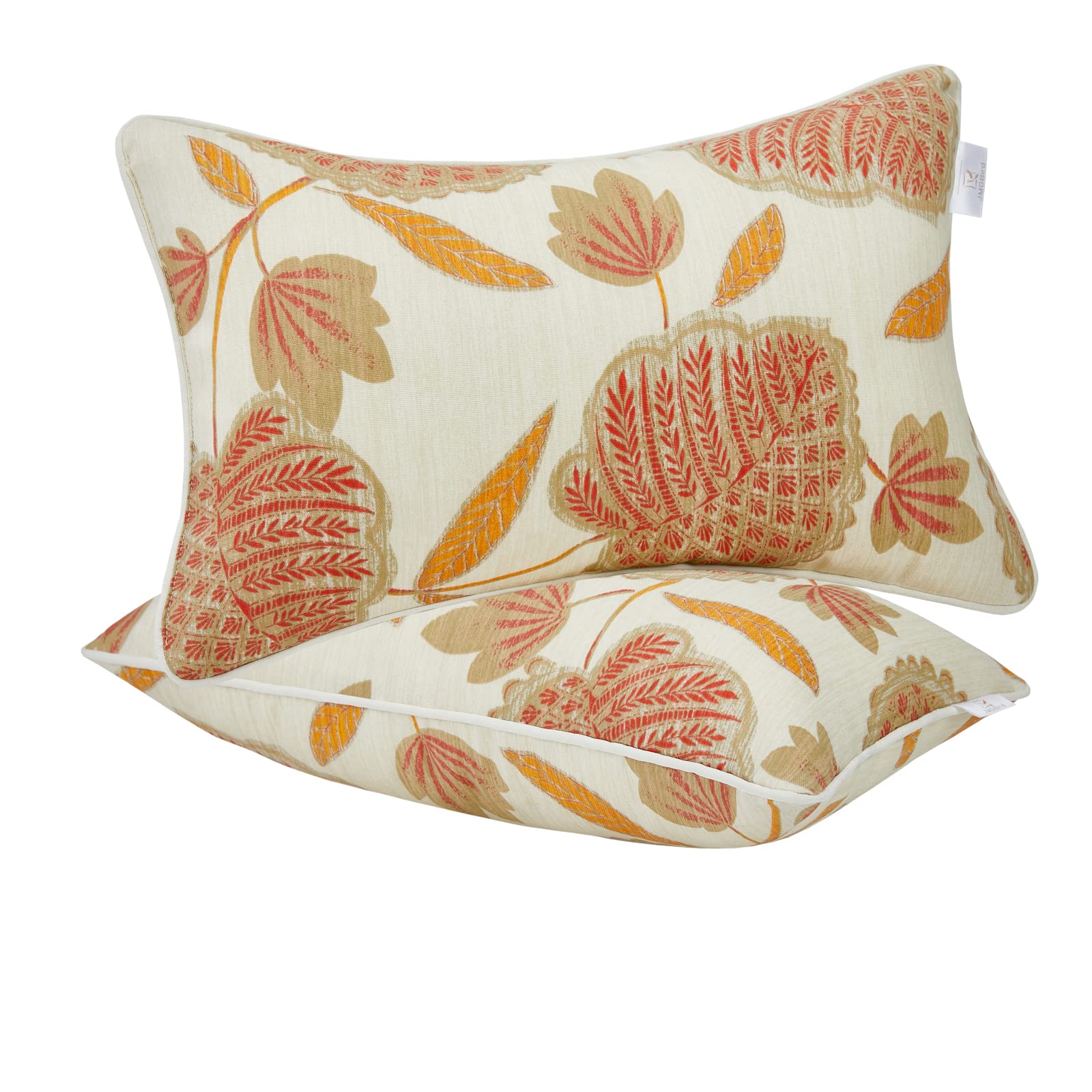 Jmgbird 12A20 Inch Outdoor Lumbar Pillows Pack Of 2 Waterproof Throw Pillows With Insert Rectangular Decorative Garden Cushion F