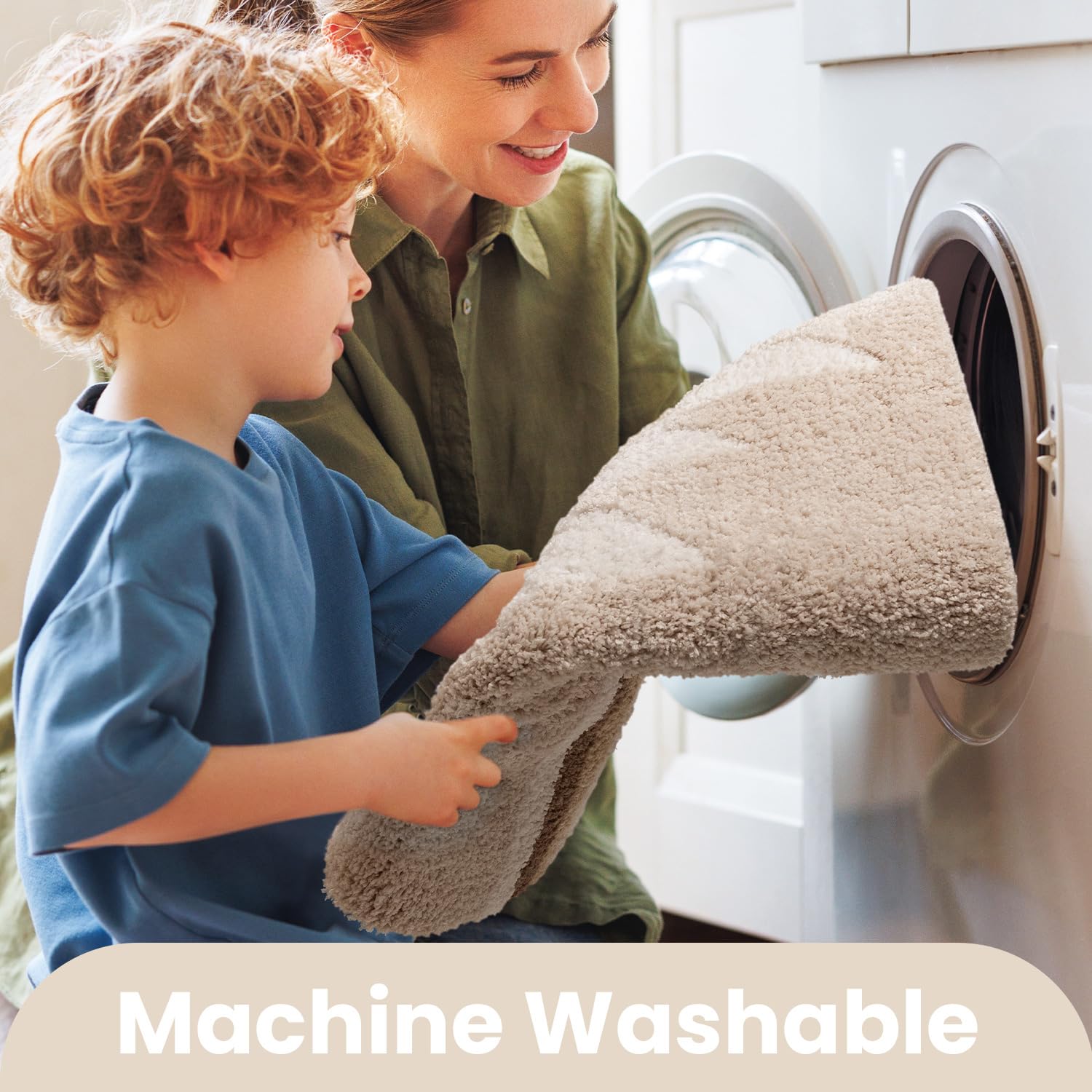 Tanvill Bathroom Rugs Beige Boho Bath Mat Non Slip, Soft Absorbent Microfiber Washable Bath Rug Floor Mat For Bathroom Shower Tu