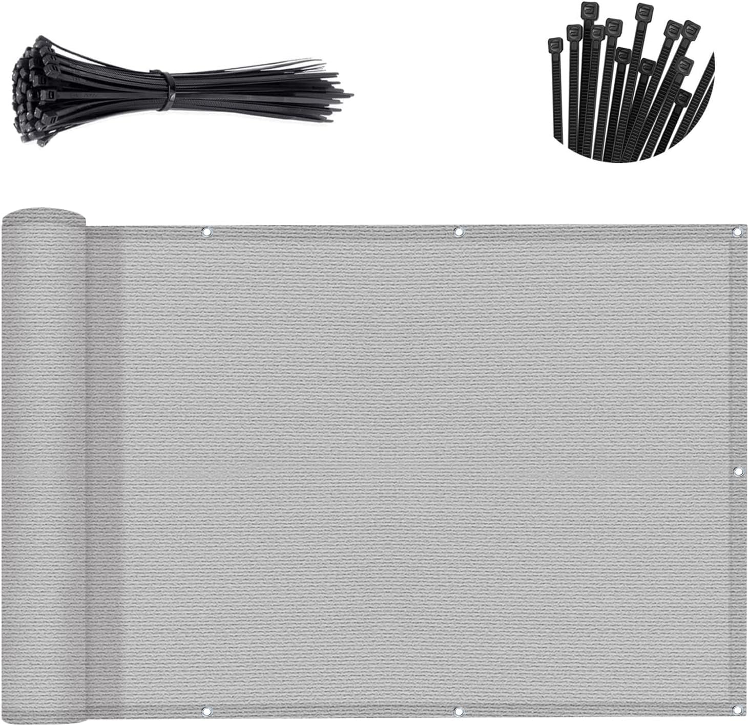 Sunny Guard 3'X10' Light Grey Balcony Deck Privacy Screen Fence, Apartments Railing Screen, Heavy Duty Wind Screen For Outdoor,D