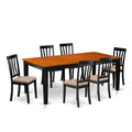 East West Furniture QUAN7-BCH-C 7 Piece Dining Room Furniture Set Consist of a Rectangle Kitchen Table with Butterfly Leaf and 6 Linen Fabric Upholstered Chairs, 40x78 Inch, Black & Cherry