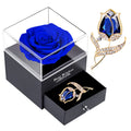 Sweetime Preserved Rose Gift Enchanted Real Blue Rose With Sapphire Rose Brooch, Eternal Flower Rose, Handmade Rose In Box With