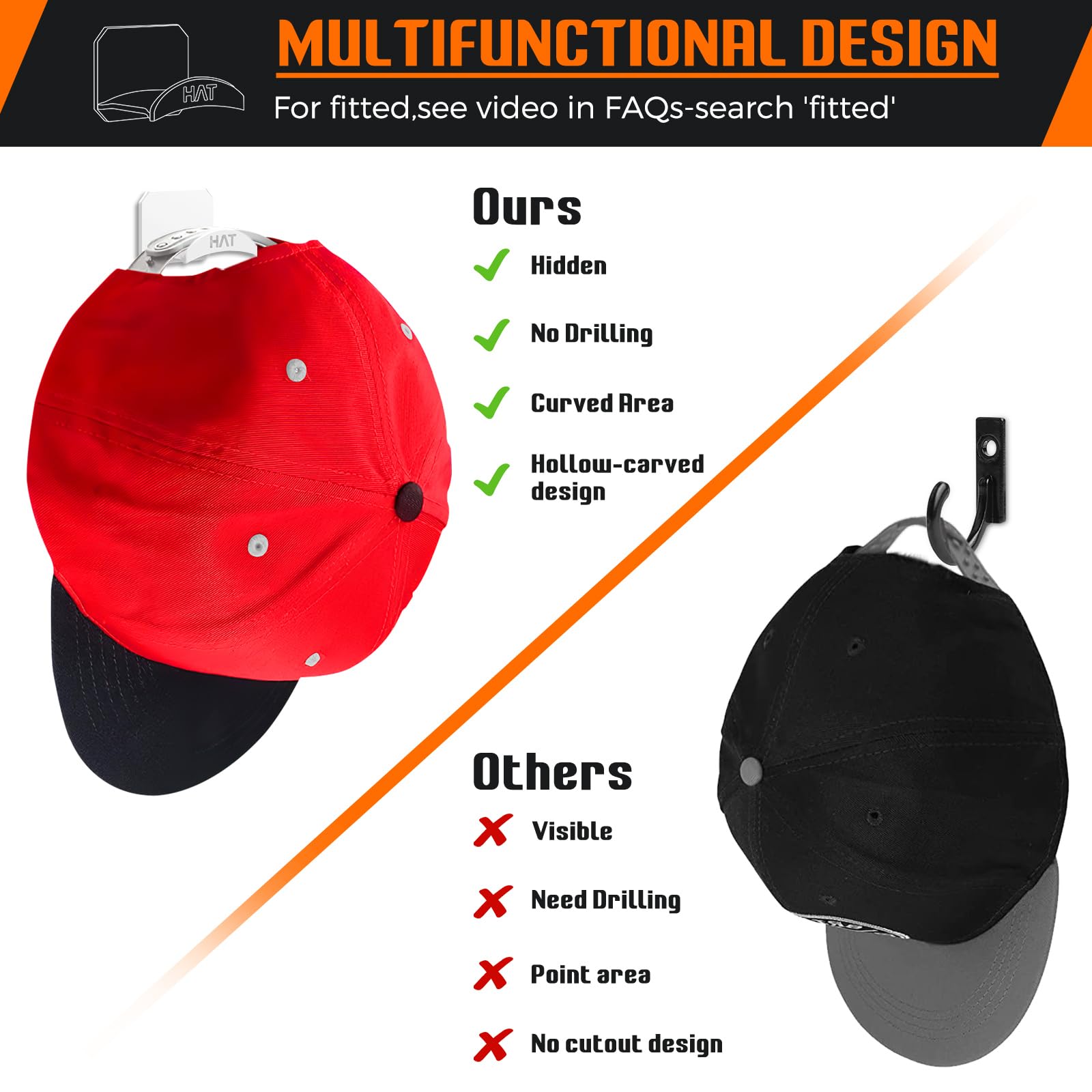 Joylivecy 10 Pack Hat Racks For Baseball Caps, Fashion Self-Adhesive Hat Hooks For Boys Girls Room Decor, Hat Hanger For Boys Ro