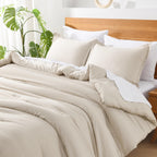 Andency Beige California King Comforter Set - 7 Pieces Cream Bed In A Bag Cal King Bedding Comforter Sets, Summer Solid Soft Lightweight Comforter With Fitted Sheets, Flat Sheets, Pillowcases & Shams