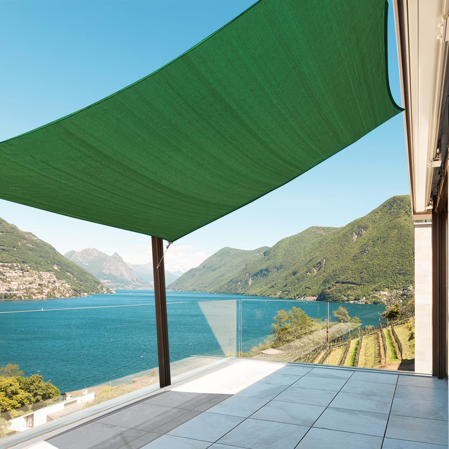 Amagenix Sun Shade Sails Canopy, Dark Green Rectangle Outdoor Shade Canopy 10' X 13' Uv Block Canopy For Outdoor Patio Garden Ba