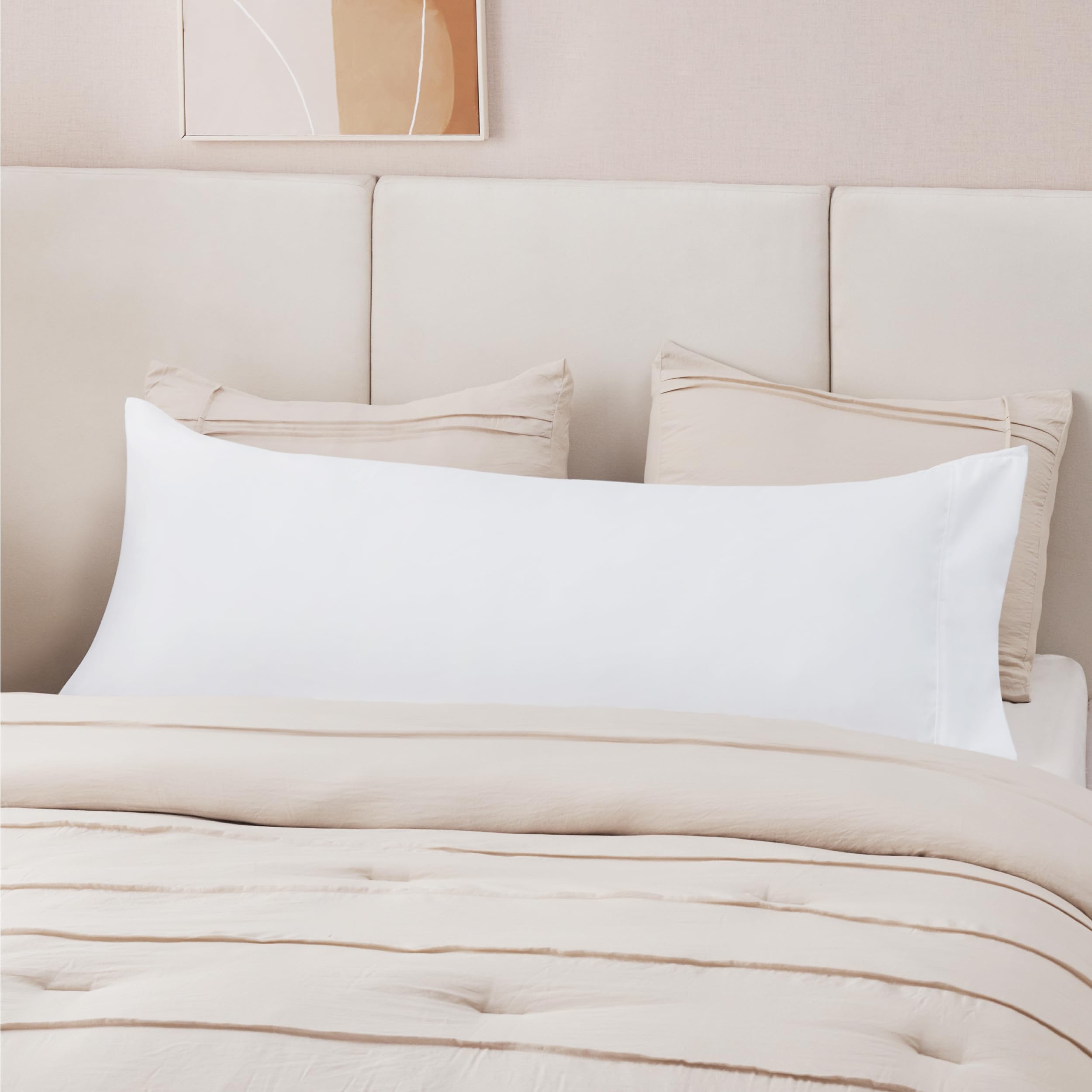 Bedsure Body Pillow Case Cover - White Polyester Microfiber Long Pillow Cases, Ultra Soft And Cozy Body Pillowcase With Envelope Closure, 1 Pack, 20X54 Inches