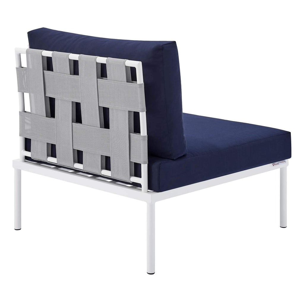 Modway Harmony Sunbrella® Outdoor Patio Aluminum Armless Chair in Gray Navy