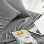 Sleep Zone Extra Deep Pocket Queen Sheet Set 4 Piece - Super Soft Brushed Microfiber Bedding Sheets Set Fits Deep Mattress Upto 21 Inches (Grey, Queen)