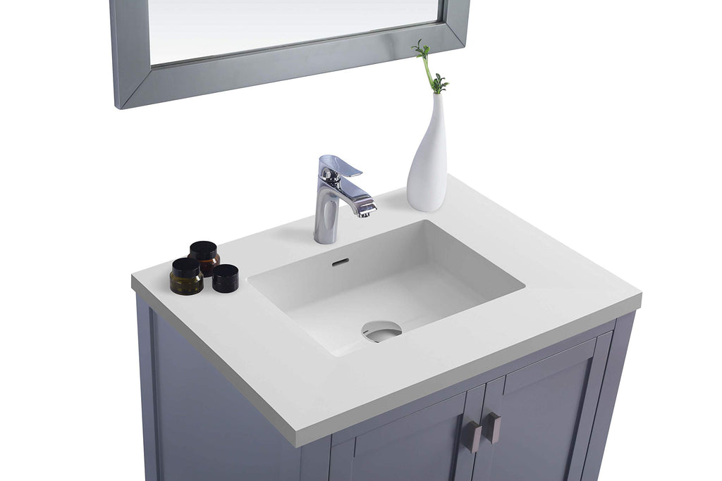 Laviva Wilson 30 - Grey Cabinet Matte White Viva Stone Solid Surface Countertop