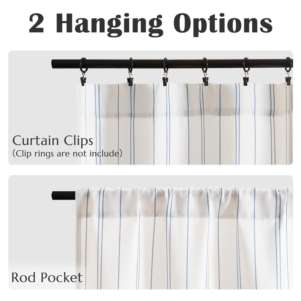 Jinchan Striped Kitchen Curtains 24 Inches Linen Look Short Curtains For Windows Black On White Cafe Curtains Modern Farmhouse T