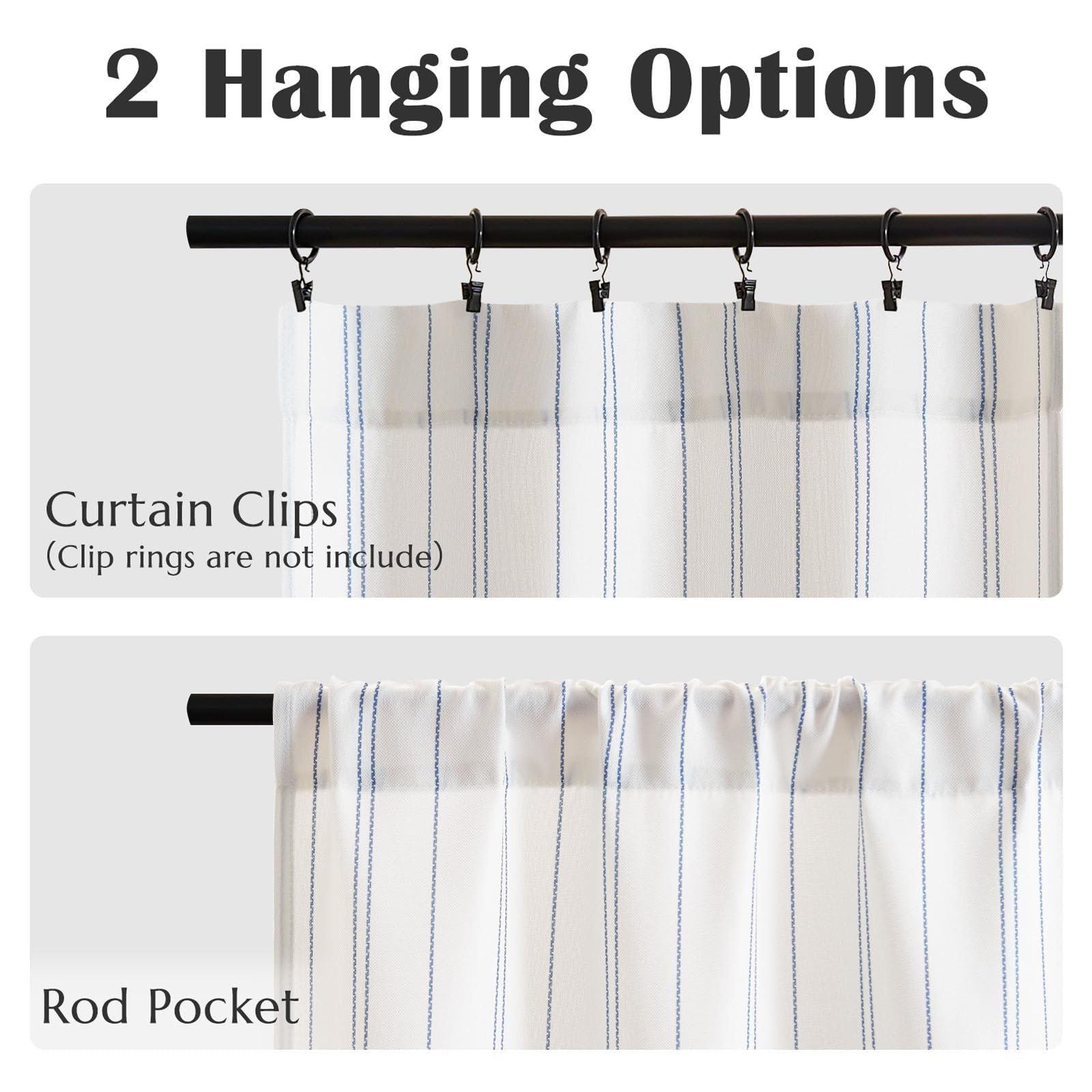 Jinchan Striped Kitchen Curtains 24 Inches Linen Look Short Curtains For Windows Black On White Cafe Curtains Modern Farmhouse T