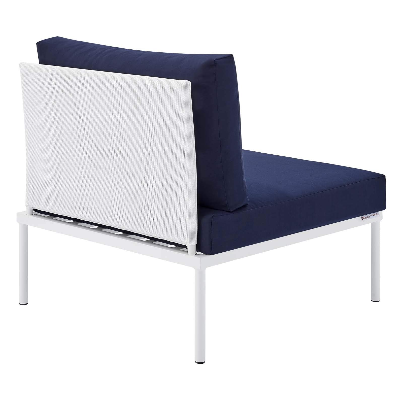 Modway EEI-4959-WHI-NAV Harmony Outdoor Patio Aluminum Armless Chair, White Navy