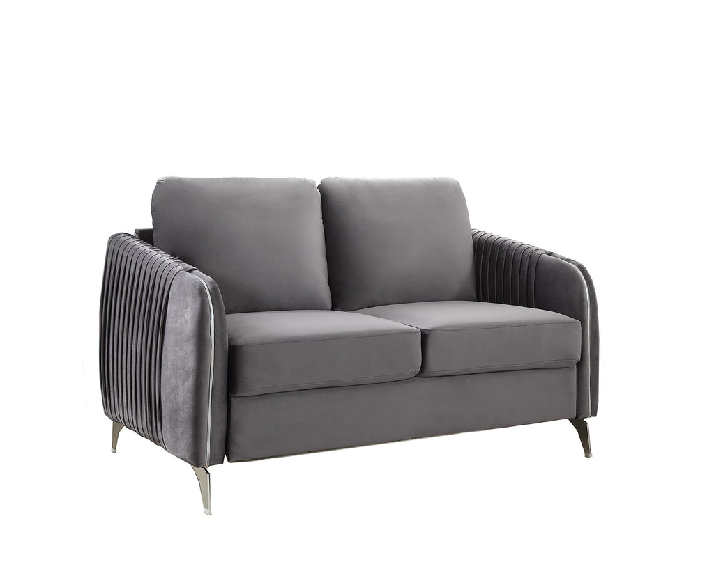 Lilola Home Hathaway Gray Velvet Modern Chic Loveseat Couch