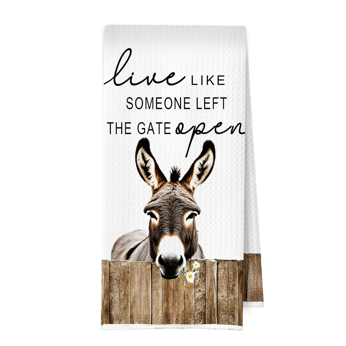 ERYBHKRTYH Donkey Gifts Bathroom Decor  Live Like Someone Left The Gate Open  Farmhouse Donkey Waffle Kitchen Towels, Rustic F
