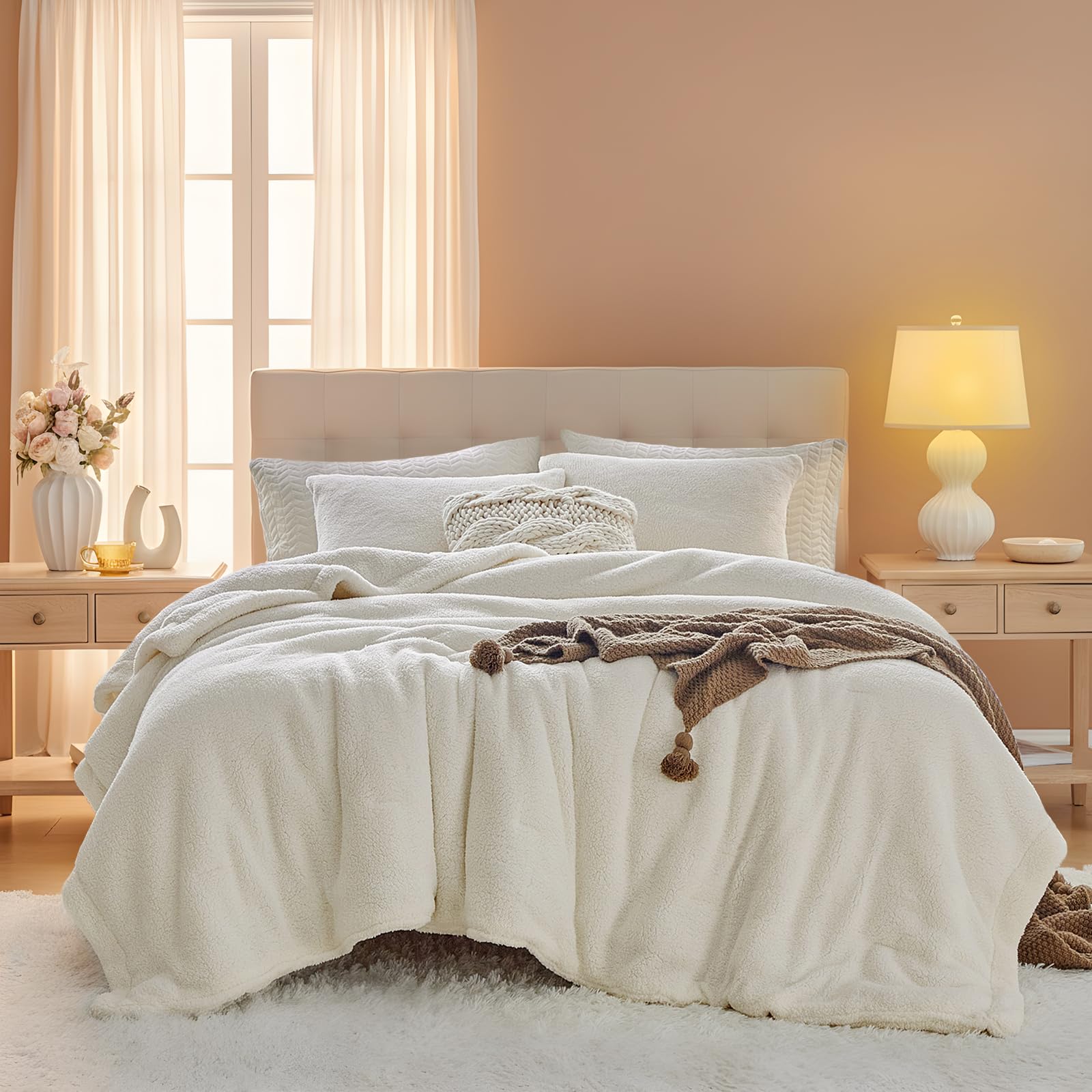 Uozzi Bedding 3 Pc Fleece Sherpa Comforter Setygrbzs01Q