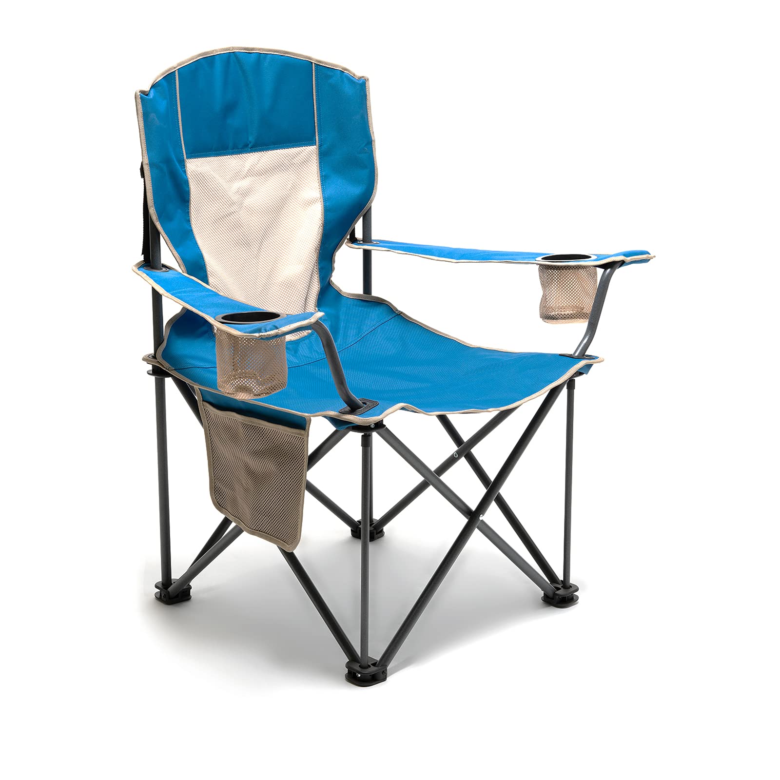 SUNNYFEEL Oversized Folding Camping Chair 500 LBS Heavy Duty Lawn Chairs for Adults Blue Portable Folding with Armrest, Cup Hold
