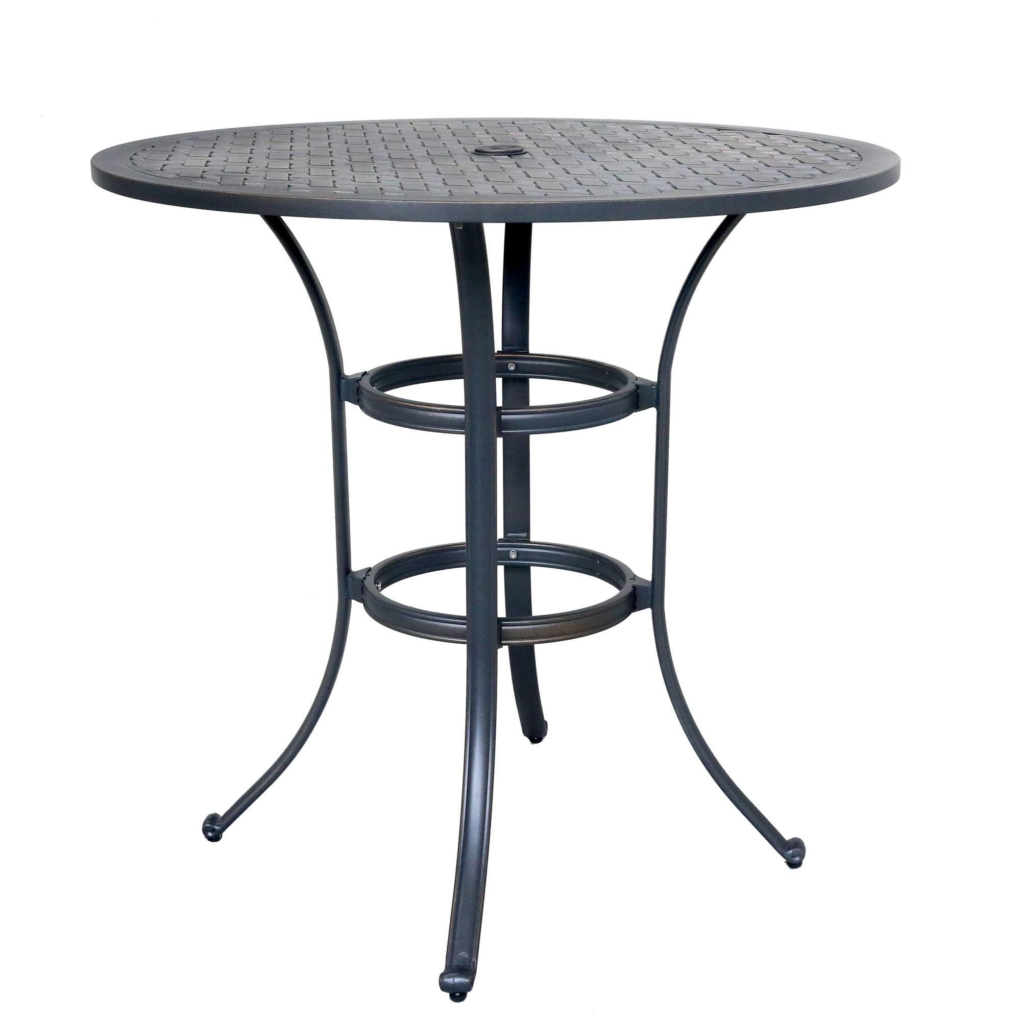 Stylish Manhattan Collection 42 Modern Aluminum Round Bar Table - Weather Resistant Outdoor Patio Furniture, Bistro & Bar Height