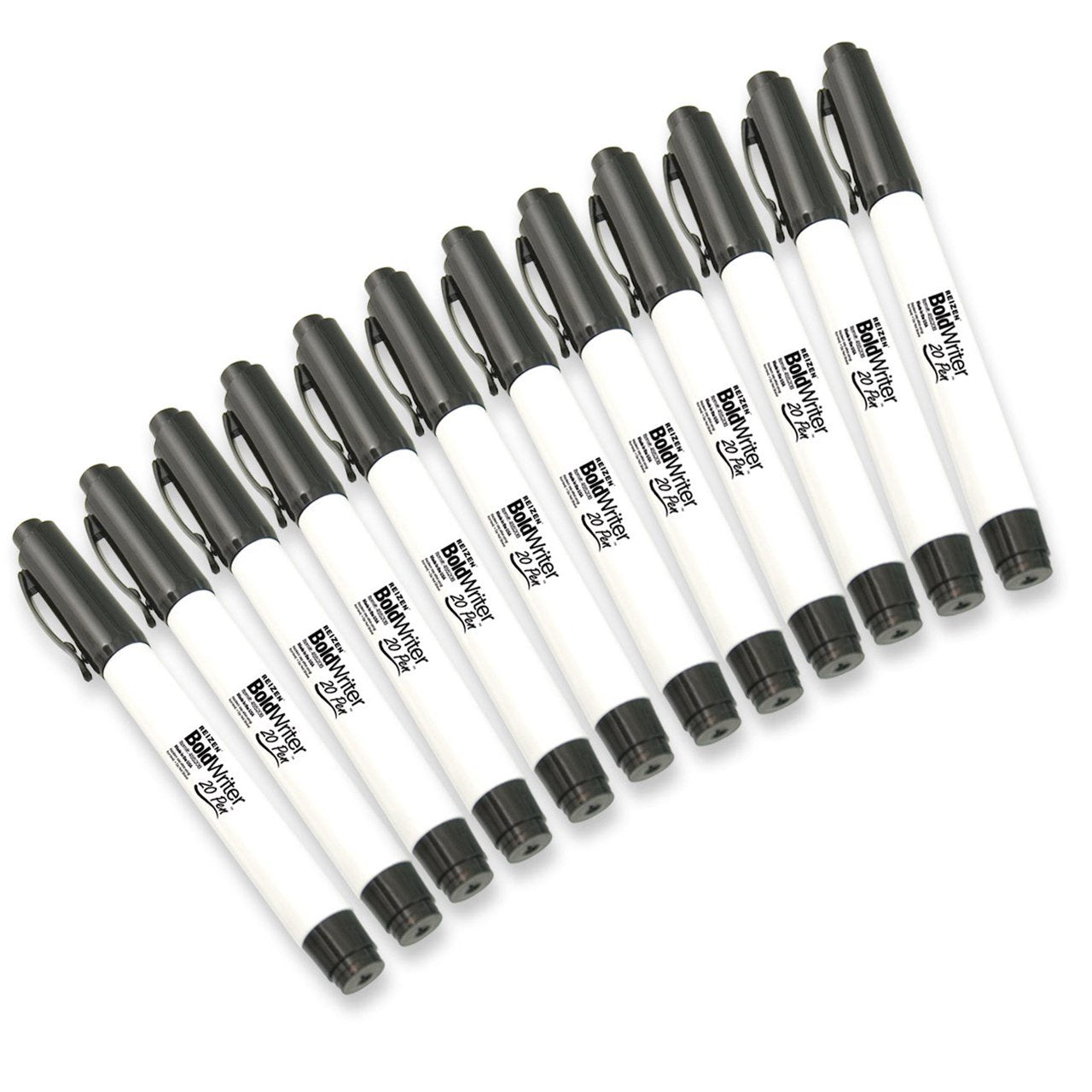 Reizen 20-20-Style Boldwriter 20 Pen - Easy-To-See Bold-Point - Blk - 12 Pack