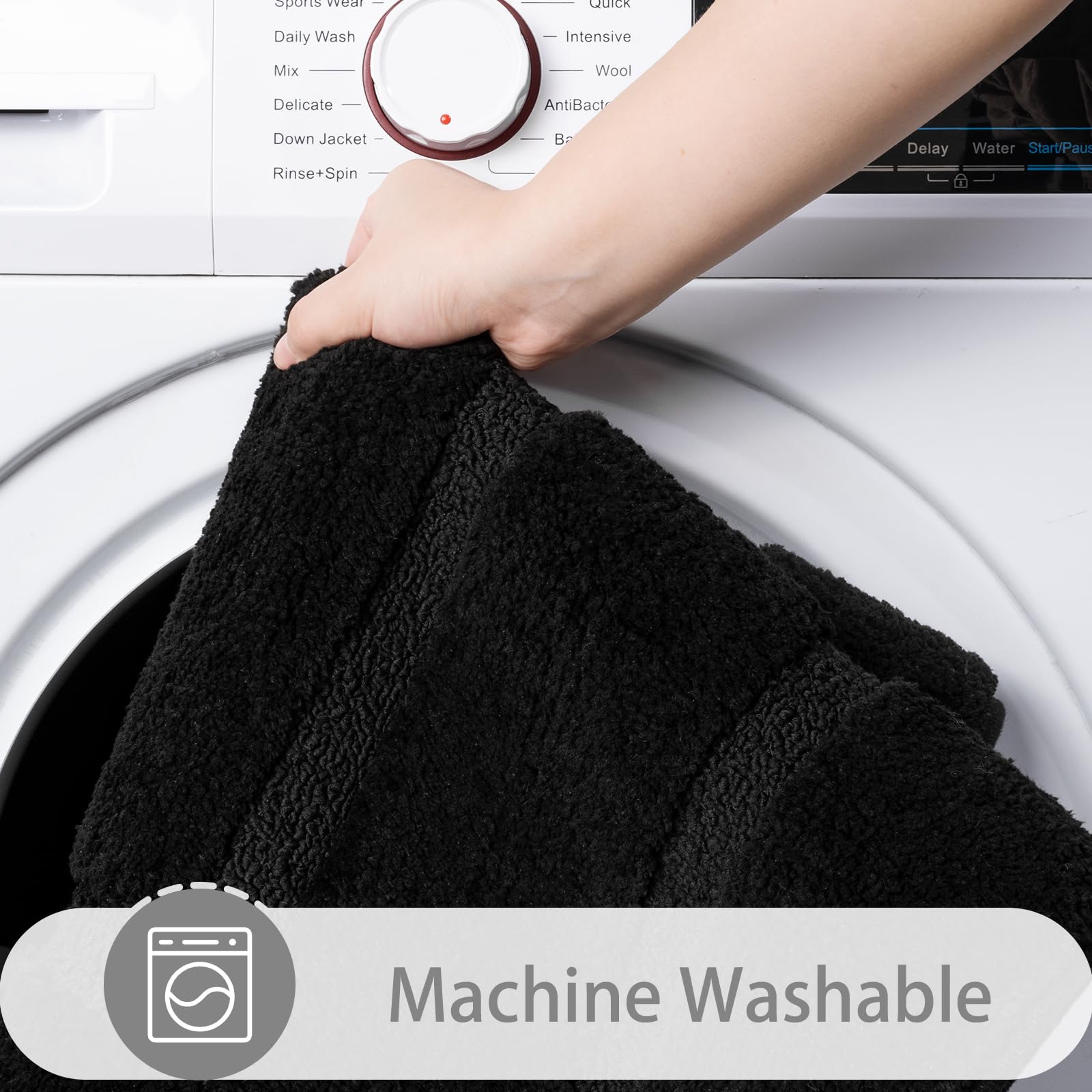 Homore Bath Rug, Black Bathroom Rug 24X17 Inch Soft Absorbent Microfiber Small Bathroom Rugs, Washable Bath Rug Runner For Bathr