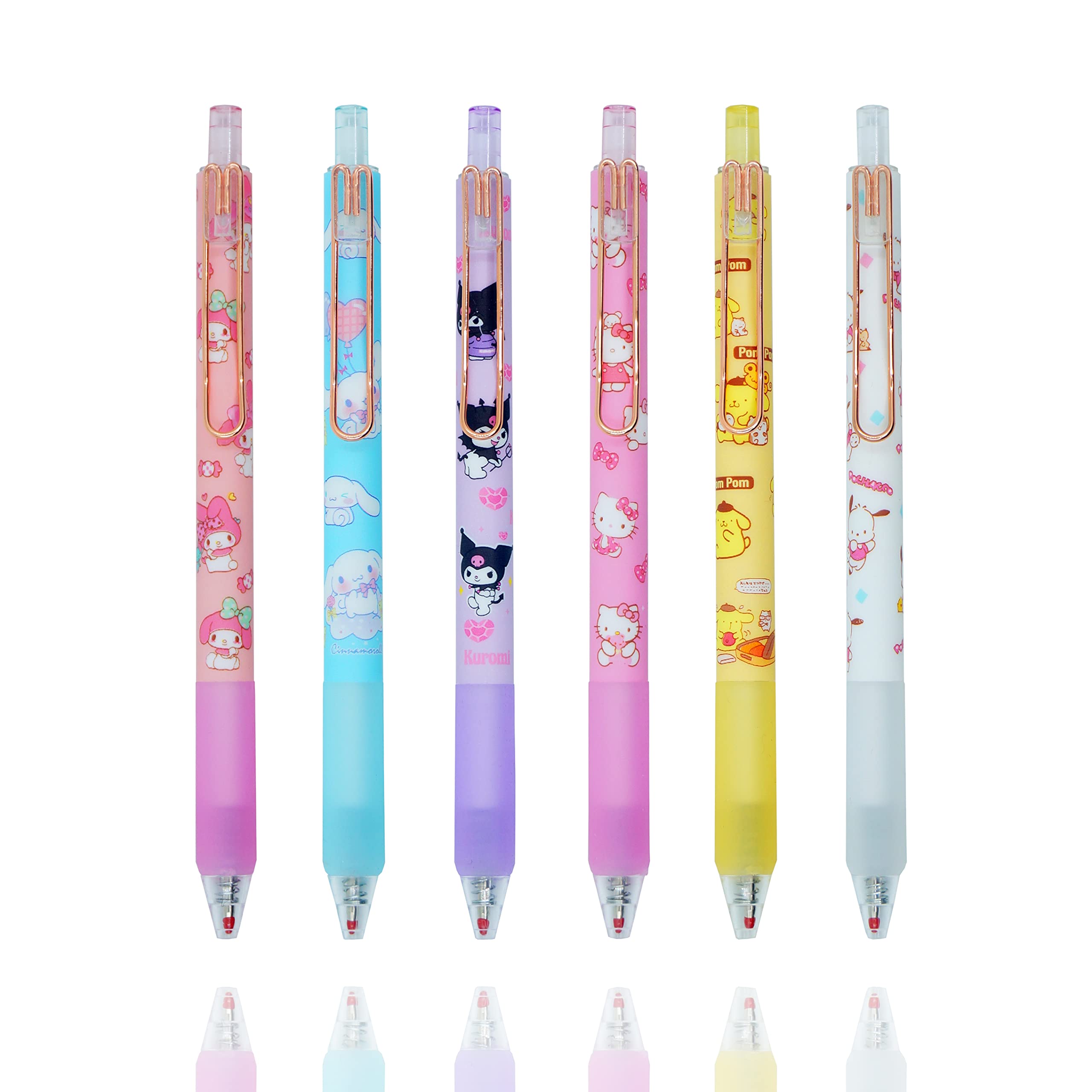 Eiodlulu Kawaii Ballpoint Pens Fine Point 0.38Mm Black School Supplies Cute Gel Ink Pens Suitable For Kid Child Teen (Pack Of 6P