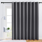 Nicetown Bedroom Blackout Curtain Panel - (120 Inches By 102 Inch, Grey, 1 Pc) Energy Saving Thermal Insulated Grommet Blackout Drapery For Patio, Room Divider Curtain