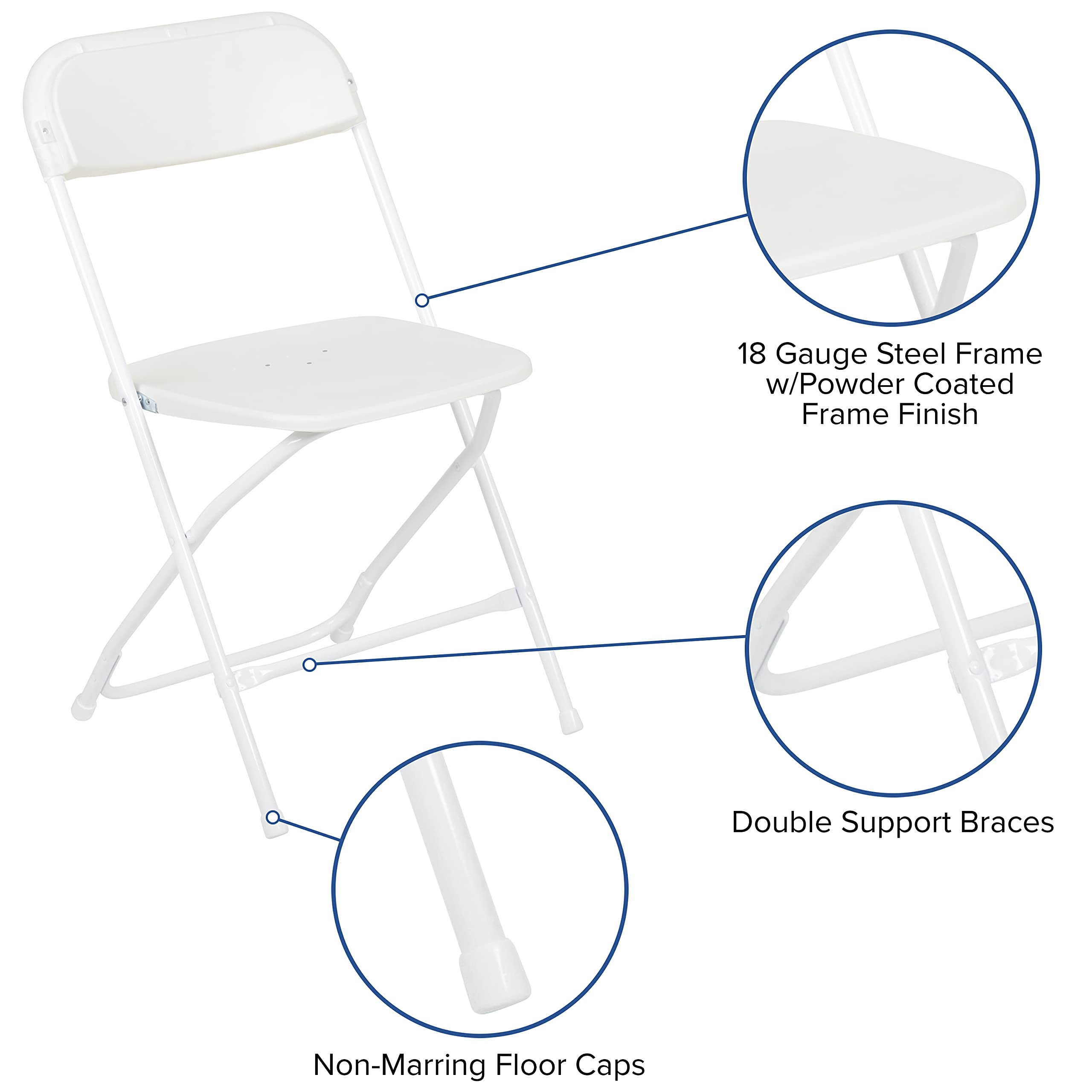 Flash Furniture Hercules Series Plastic Folding Chair - White - 6 Pack 650Lb Weight Capacity Comfortable Event Chair-Lightweight Folding Chair