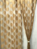 SB INDIA SemiTransparent Leaf Printed Polyester Sheer Net Curtains for Balcony Living Room Decoration, 9 feet Long, Golden, Pac