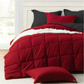 Homelike Moment King Size Comforter Set Red Black, Comforter King Size Bed Set Lightweight Reversible Down Alternative Bed Comfo