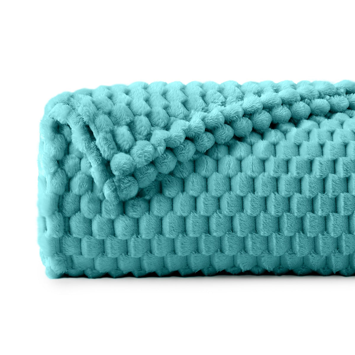 Bedelite Fleece Twin Blanket For Couch & Bed - 3D Jacquard Decorative Teal Blanket, Super Soft And Cozy Warm Fuzzy Blanket All S