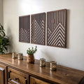 qmmp Modern Wooden Wall Sculptures - Set of 3 - MDF - Oak - Home Decor Accent - Large Wall Art for Living Room, Bedroom, Office 