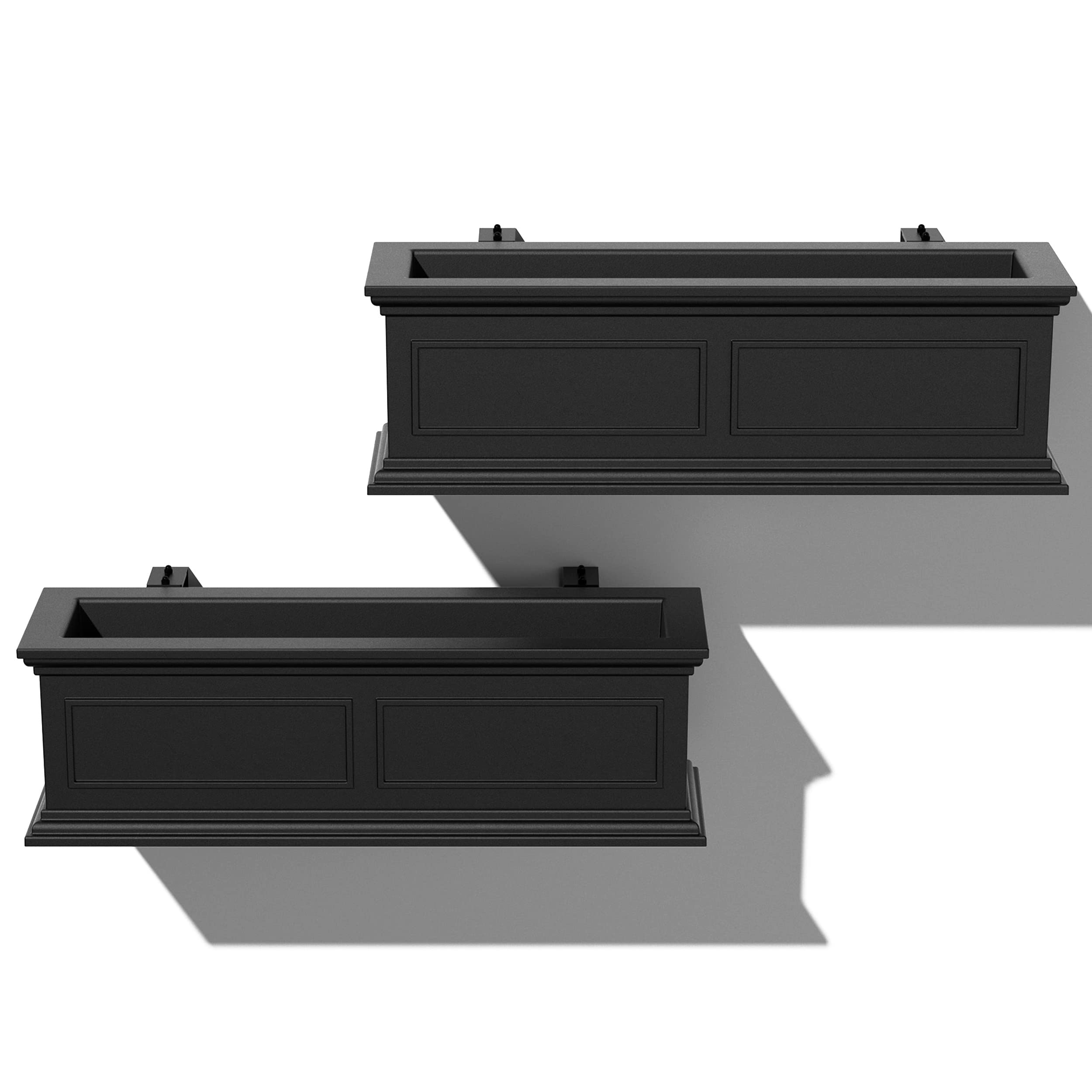 Veradek Brixton Series Plastic Railing Planter - Rectangular Planter For Outdoor Deck/Balcony | Crack-Resistant With Adjustable